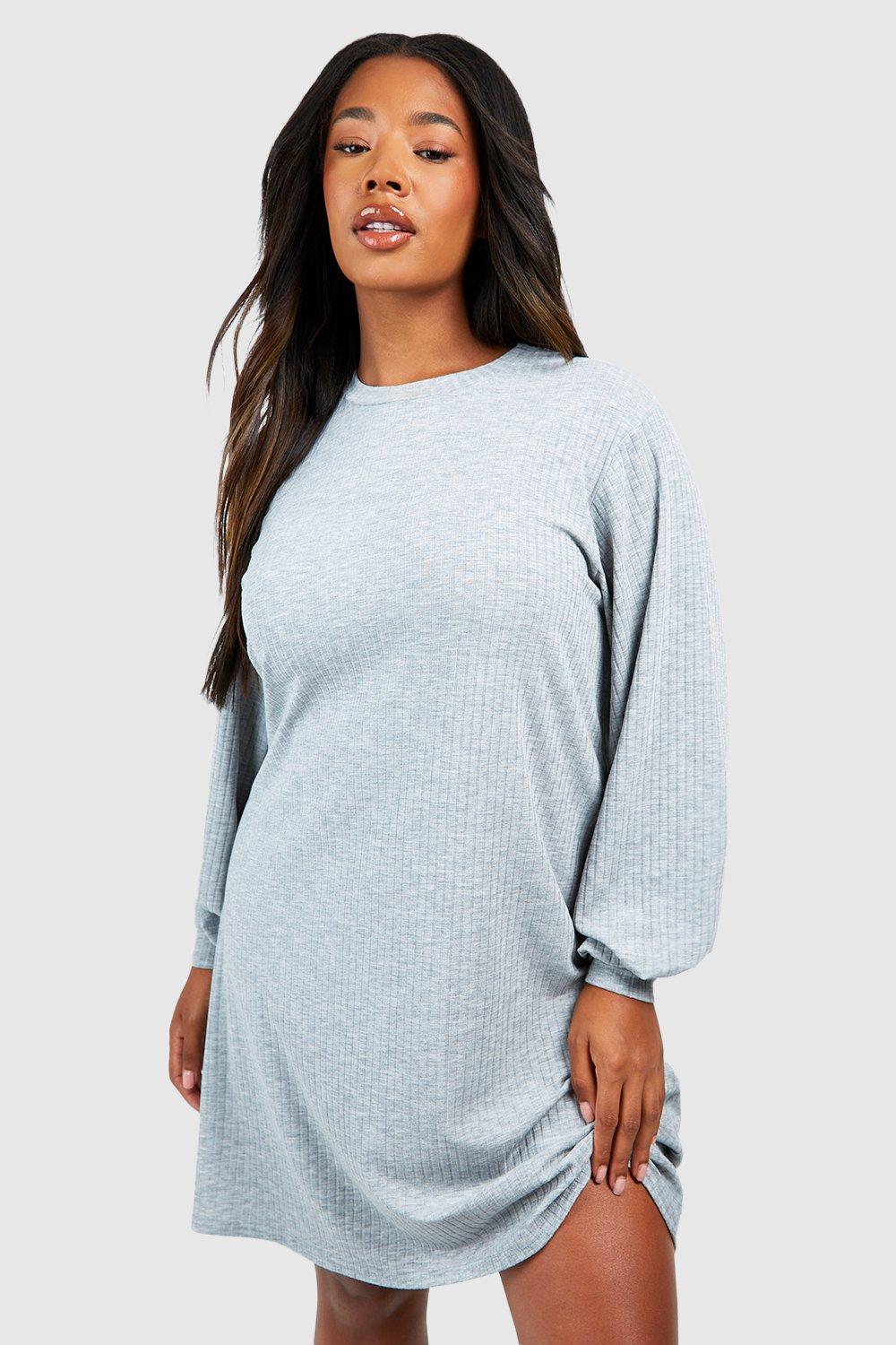 Plus Soft Rib Loose Shift Dress